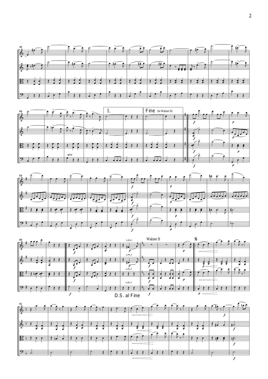 J.Strauss Vienna Blood (Wiener Blut) Waltz, for string quartet, CS105 String Quartet scores gallery preview page 2