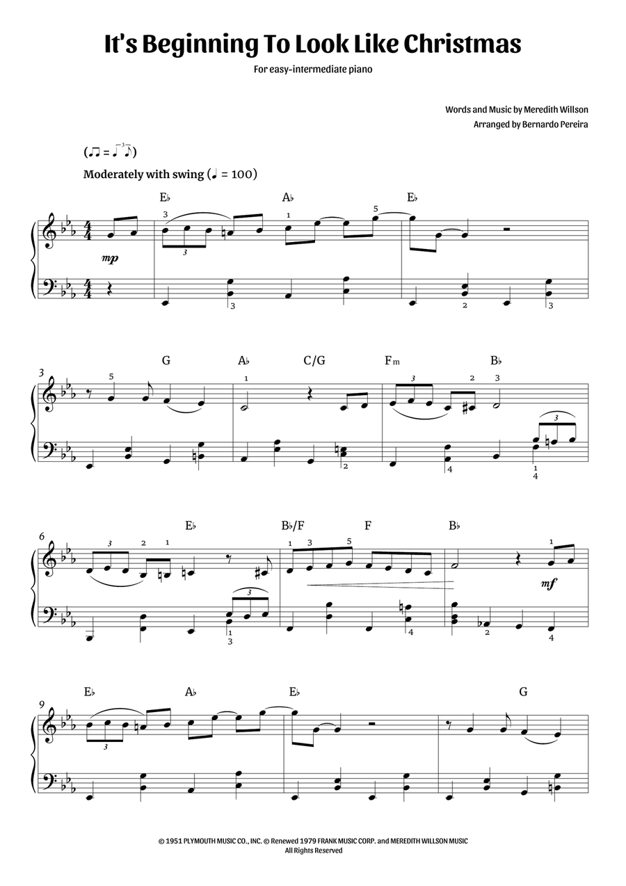 It's Beginning To Look Like Christmas Piano Solo scores gallery preview page 1