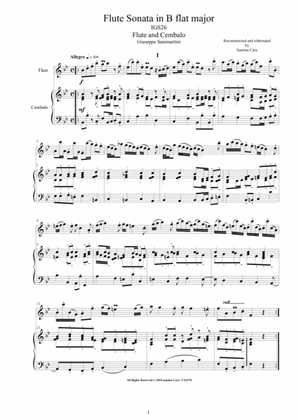 Book cover for Sammartini G - Flute Sonata in B flat major IGS26 for Flute and Cembalo or Piano