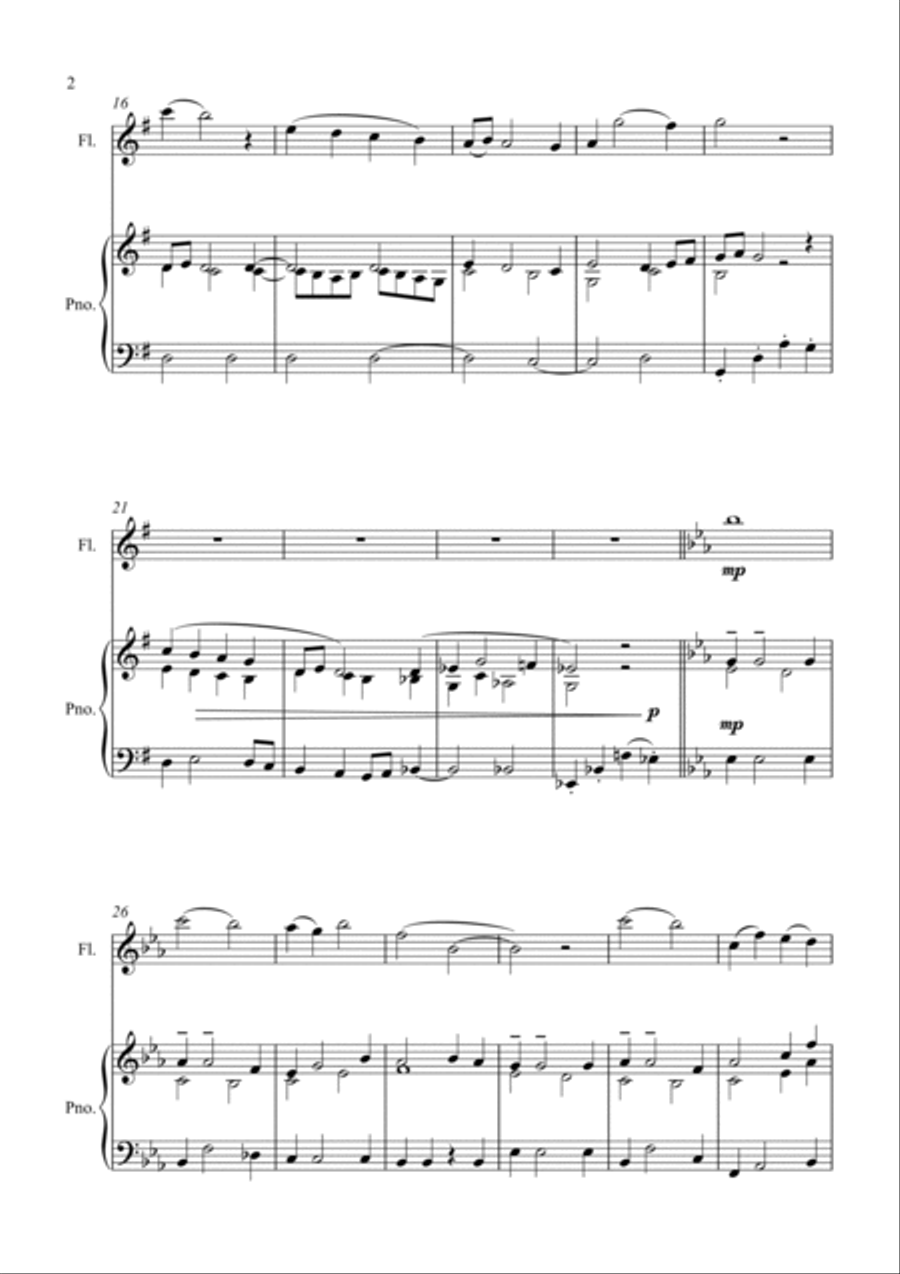 A Traditional Tune for Flute and Piano Woodwind Duet scores gallery preview page 2