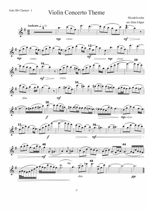 Mendelssohn Violin Concerto Theme for Clarinet Choir