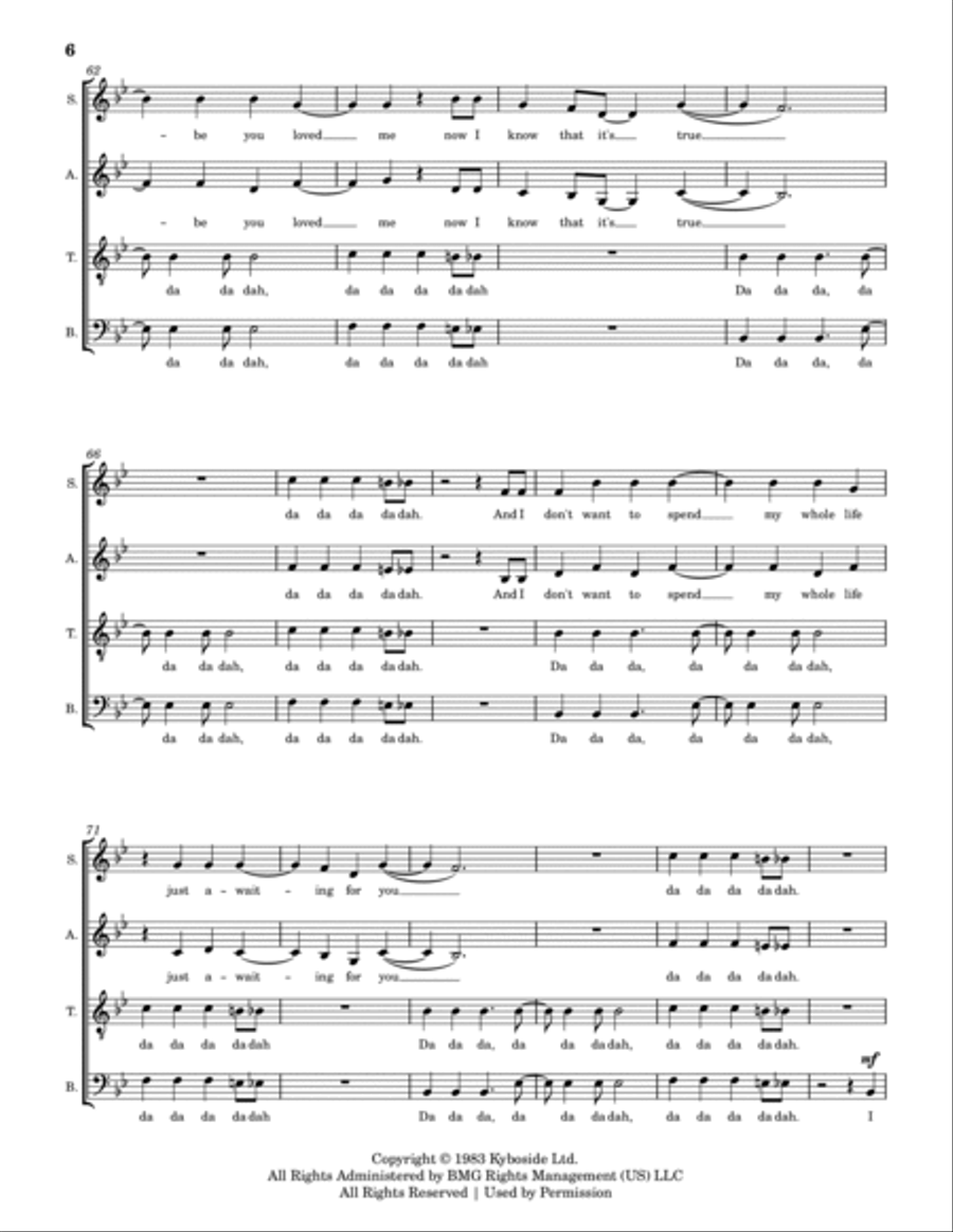 Walking On Sunshine 4-Part scores gallery preview page 6