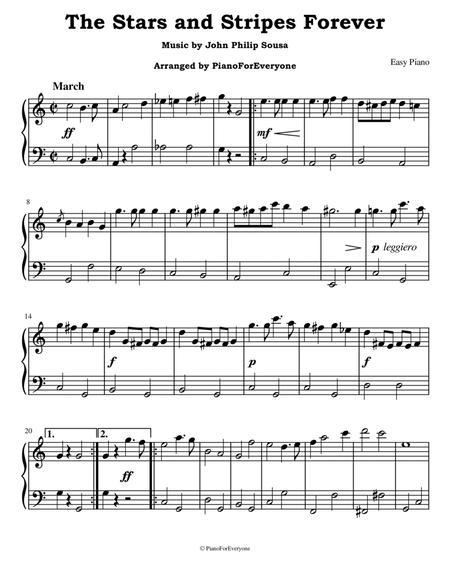 The Stars and Stripes Forever - Sousa (Easy Piano) image number null