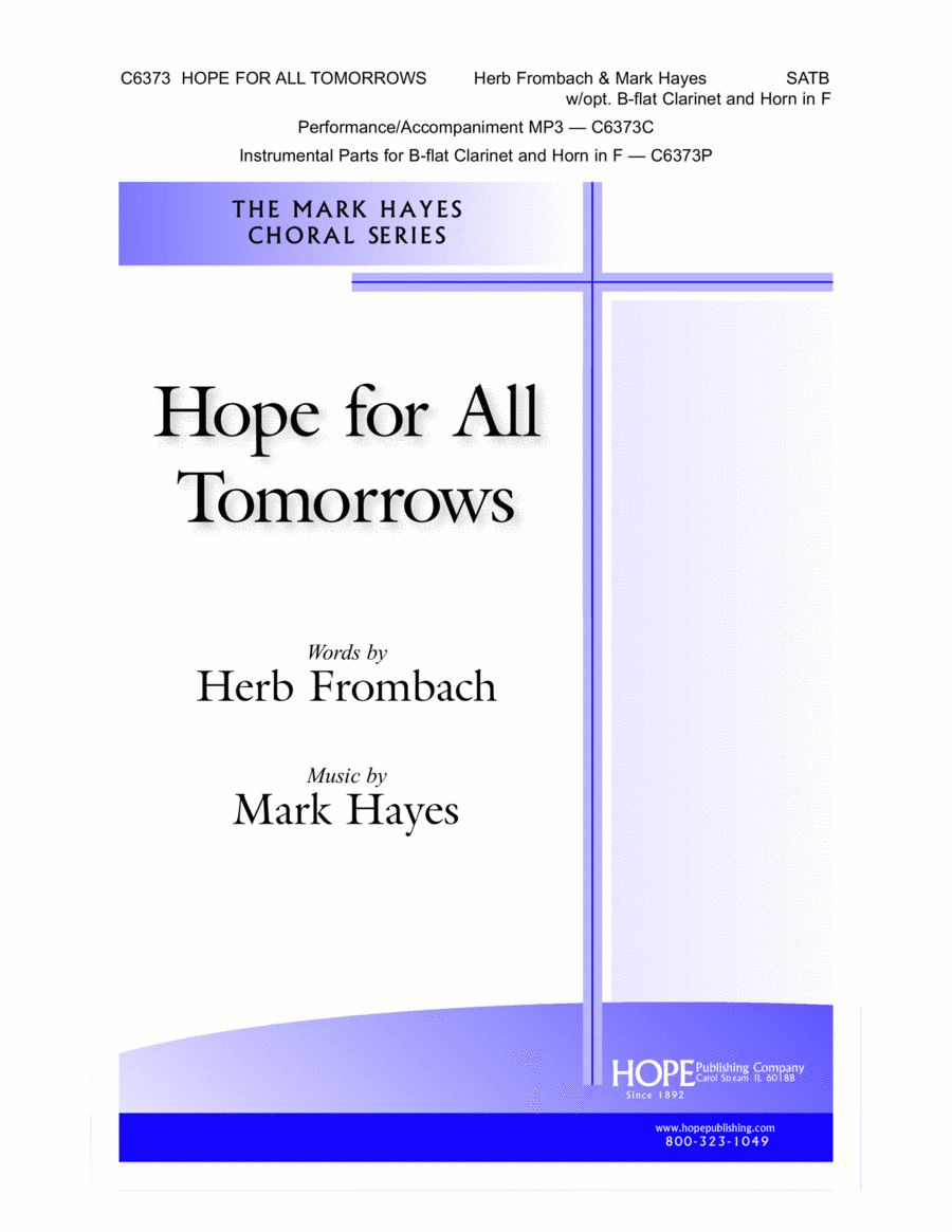 Hope for all Tomorrows Hope for all Tomorrows Choir scores gallery preview page 1