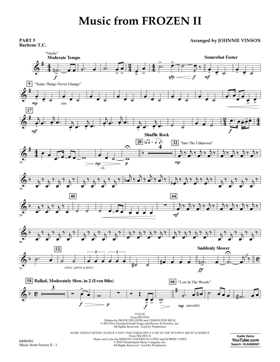 Music from Disney's Frozen 2 (arr. Johnnie Vinson) - Pt.5 - Baritone T.C.
