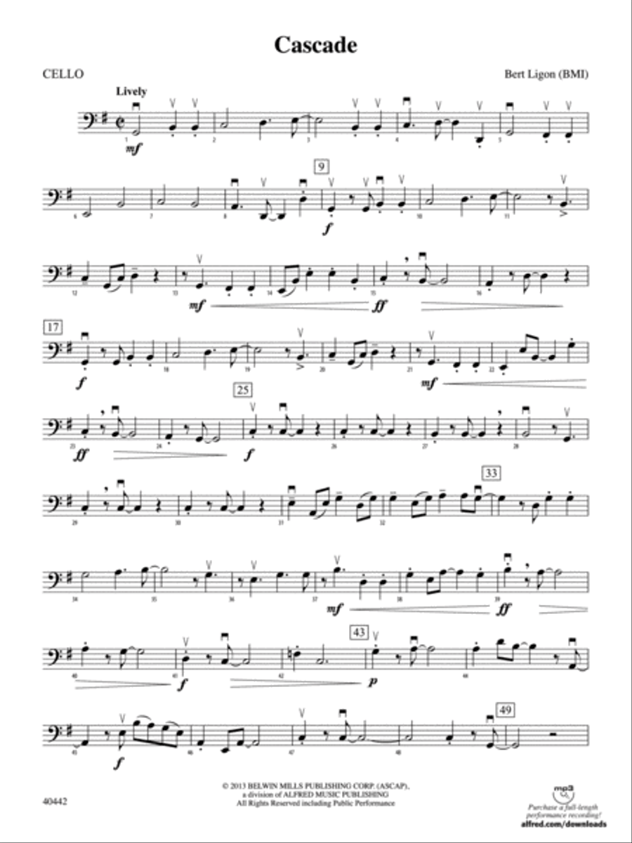 Cascade: Cello String Orchestra scores gallery preview page 1