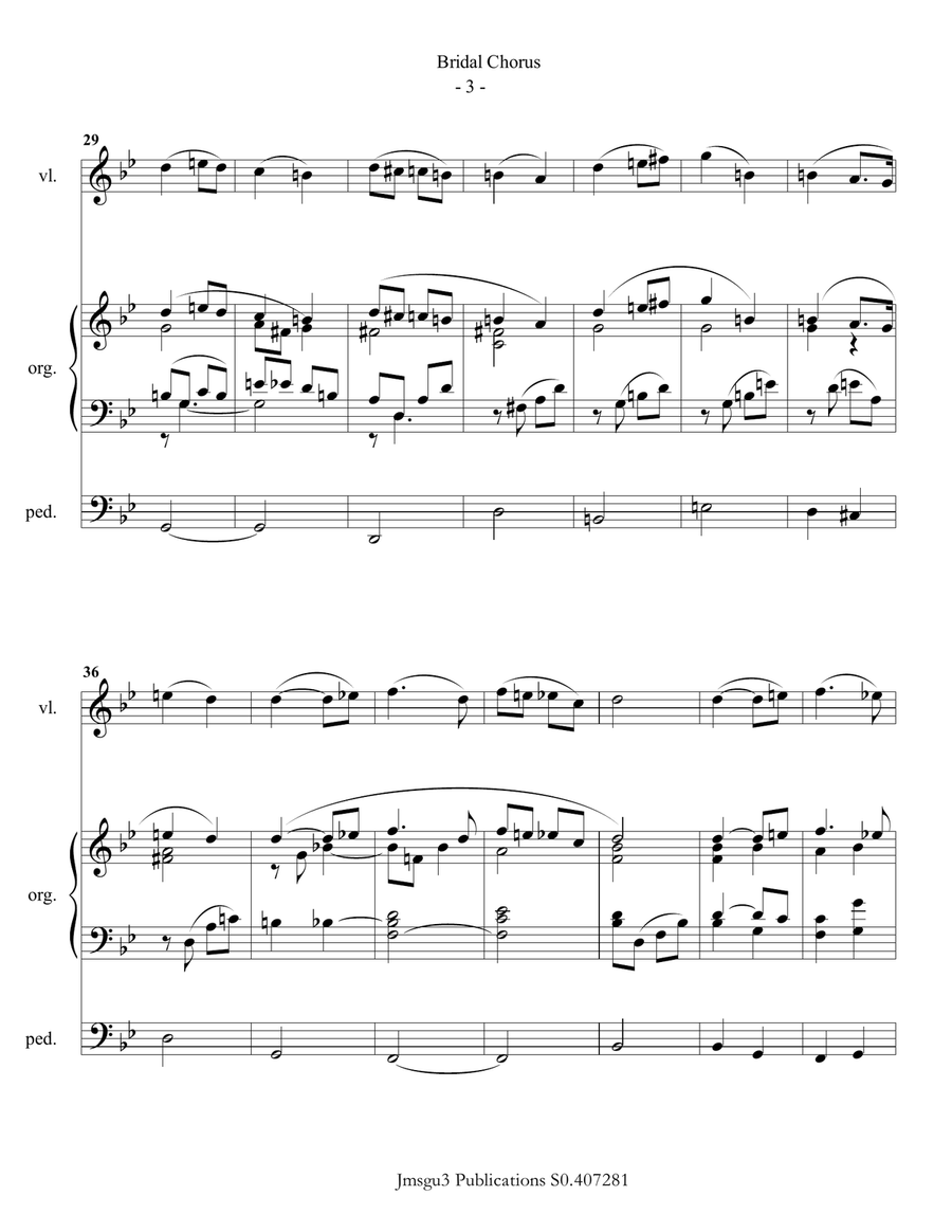 Wagner: Bridal Chorus for Violin & Organ String Duet scores gallery preview page 3