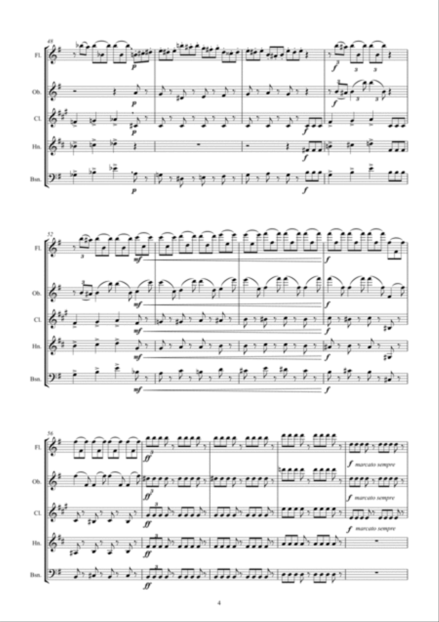 Tchaikovsky: The Seasons Op37 No.9 September (Hunter’s Song) Woodwind Quintet scores gallery preview page 6