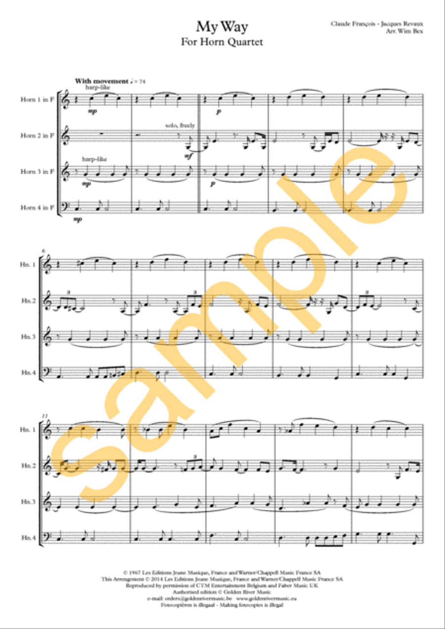 My Way - horn quartet French Horn Quartet scores gallery preview page 2
