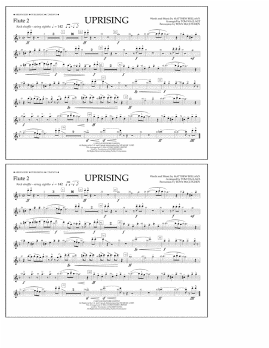Uprising - Flute 2 Marching Band scores gallery preview page 1