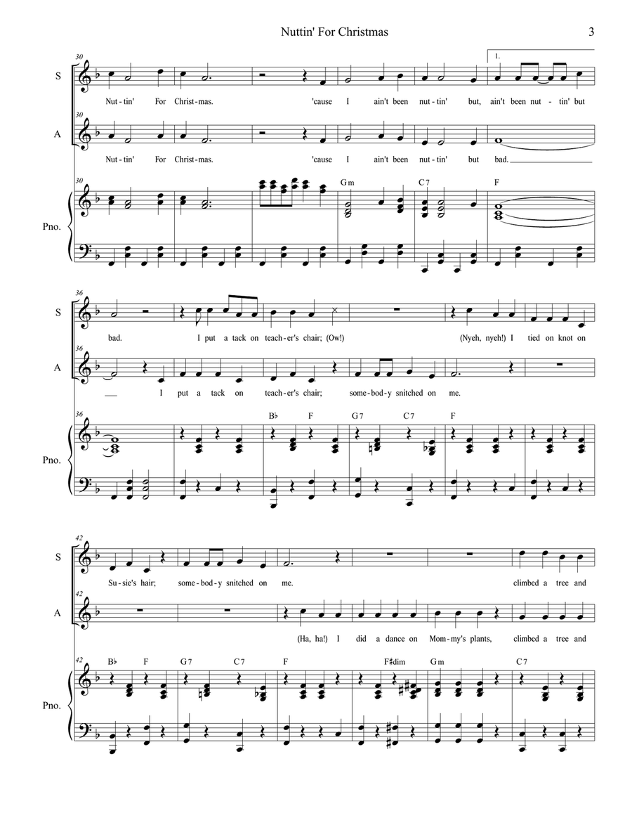 Nuttin' For Christmas Nuttin' For Christmas Vocal Duet scores gallery preview page 3