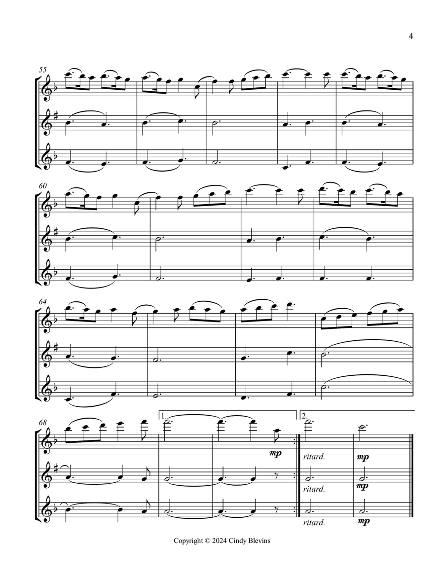 Gesu Bambino, for Flute, Clarinet and Violin Small Ensemble scores gallery preview page 5