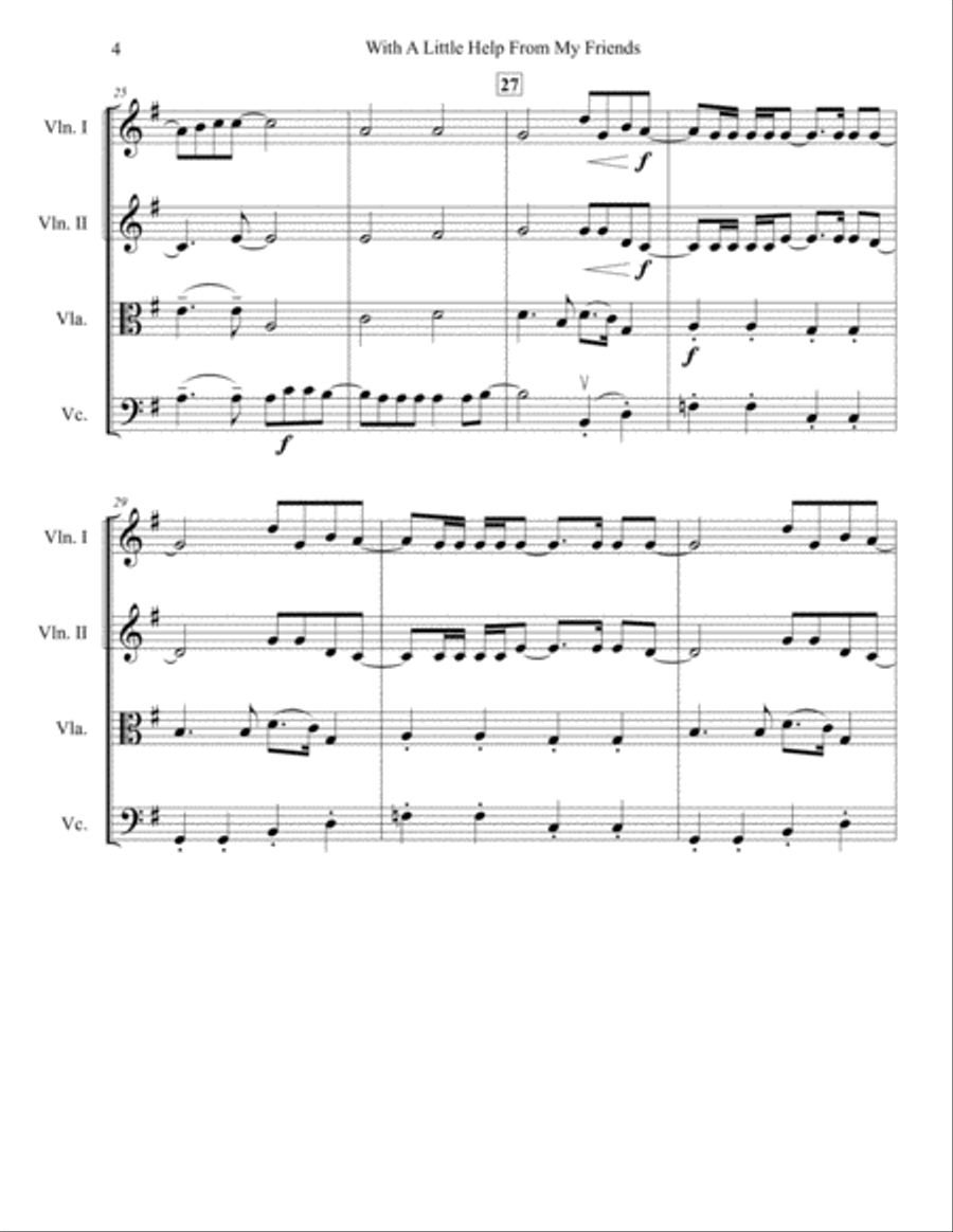 With A Little Help From My Friends String Quartet scores gallery preview page 4