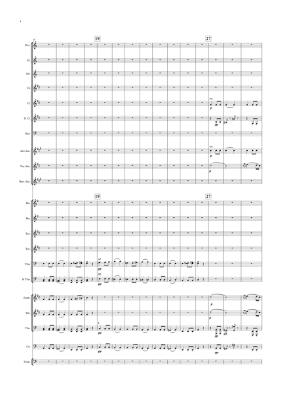 Symphony No.7 in A Major, Op.92, Movement II, Allegretto Concert Band scores gallery preview page 4