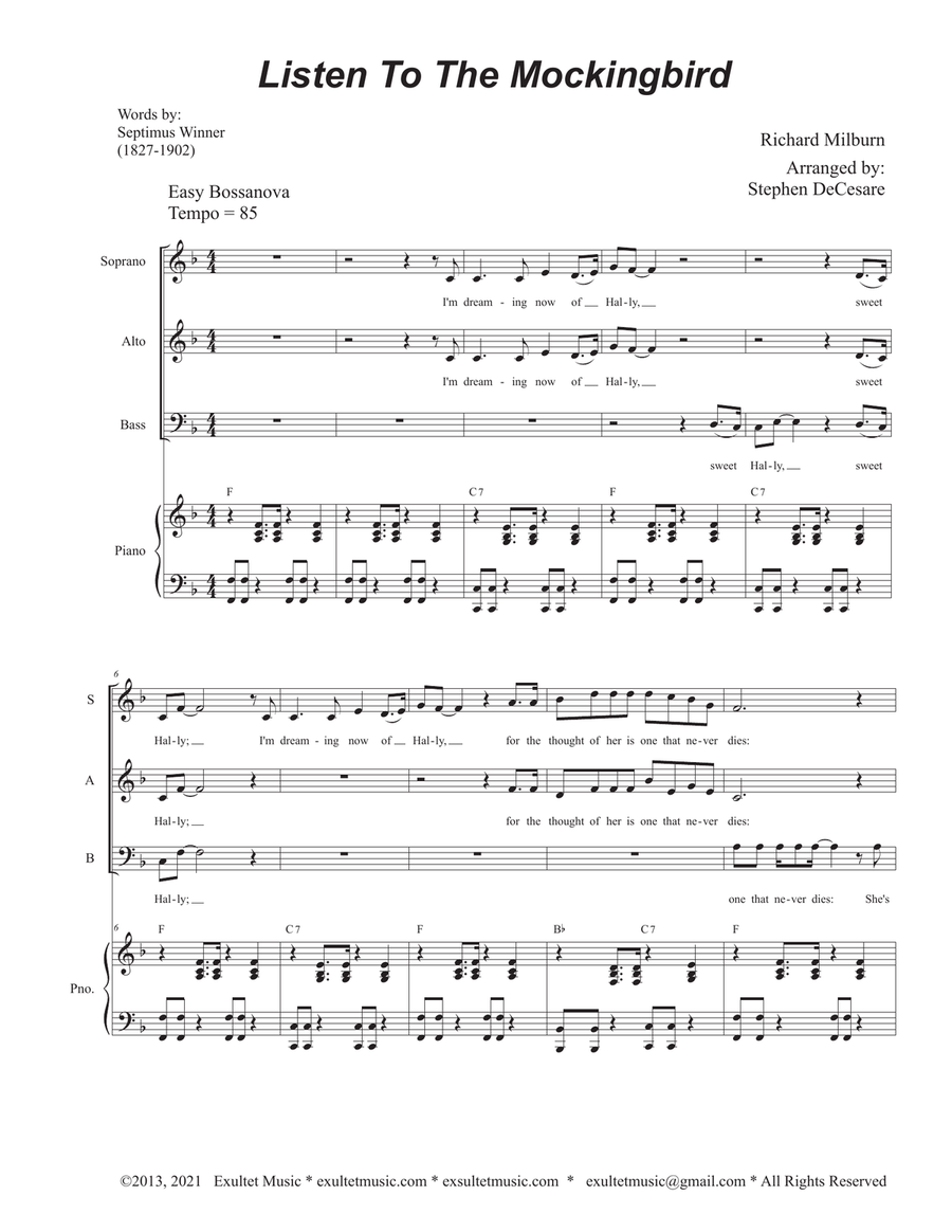 Listen To The Mockingbird (Vocal Trio - (SAB)