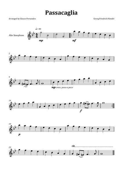 Passacaglia by Handel/Halvorsen - Alto Saxophone Solo image number null
