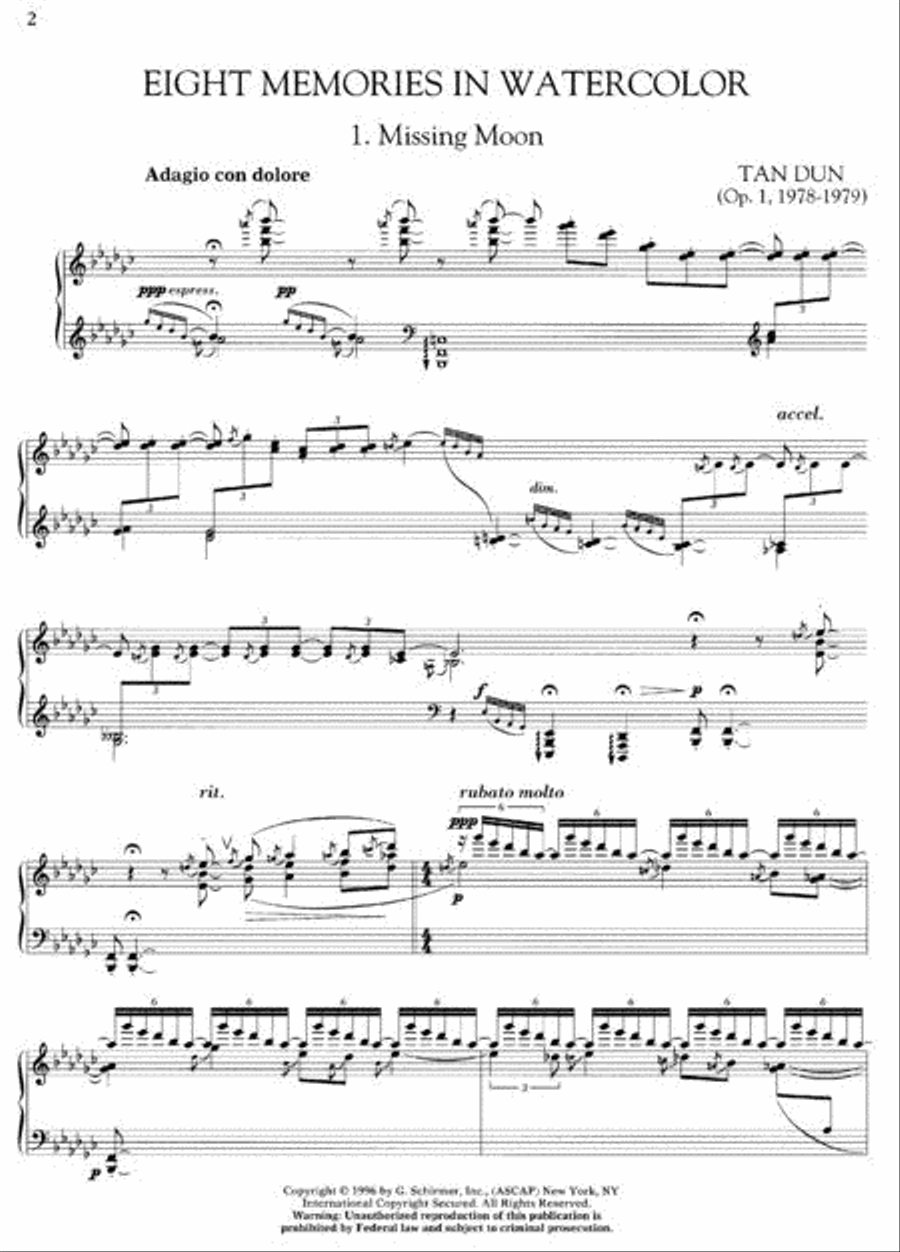 Eight Memories in Water Color Piano Solo scores gallery preview page 2