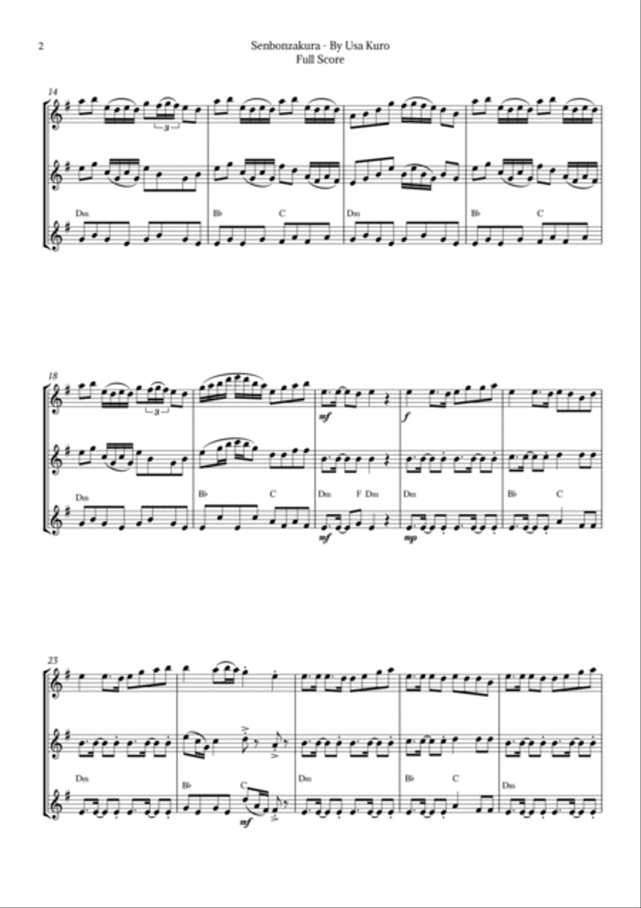 Senbonzakura Woodwind Trio scores gallery preview page 2