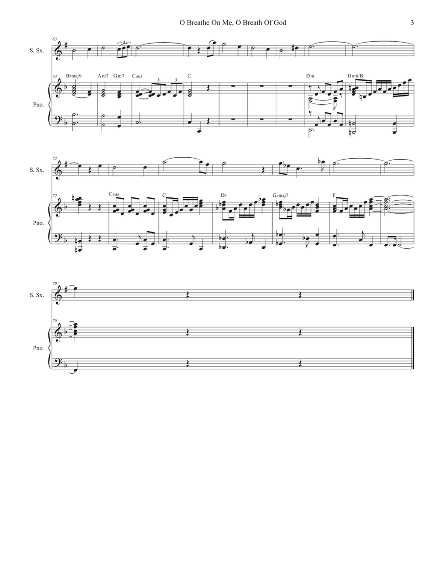 O Breathe On Me, O Breath Of God (Soprano Saxophone and Piano) Soprano Saxophone scores gallery preview page 3