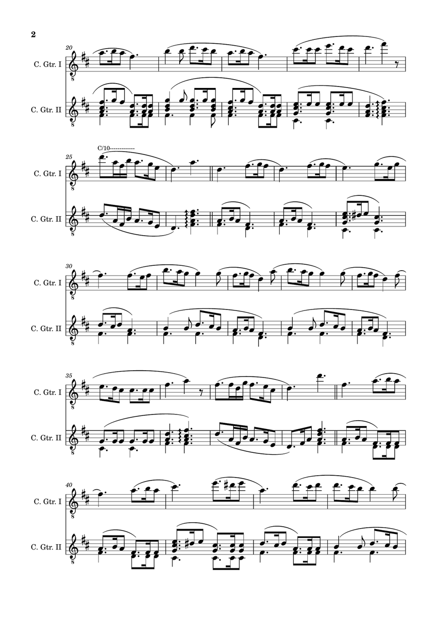 Silent Night - Arranged for Classical Guitar Duet (Score and Parts) Chamber Music scores gallery preview page 2