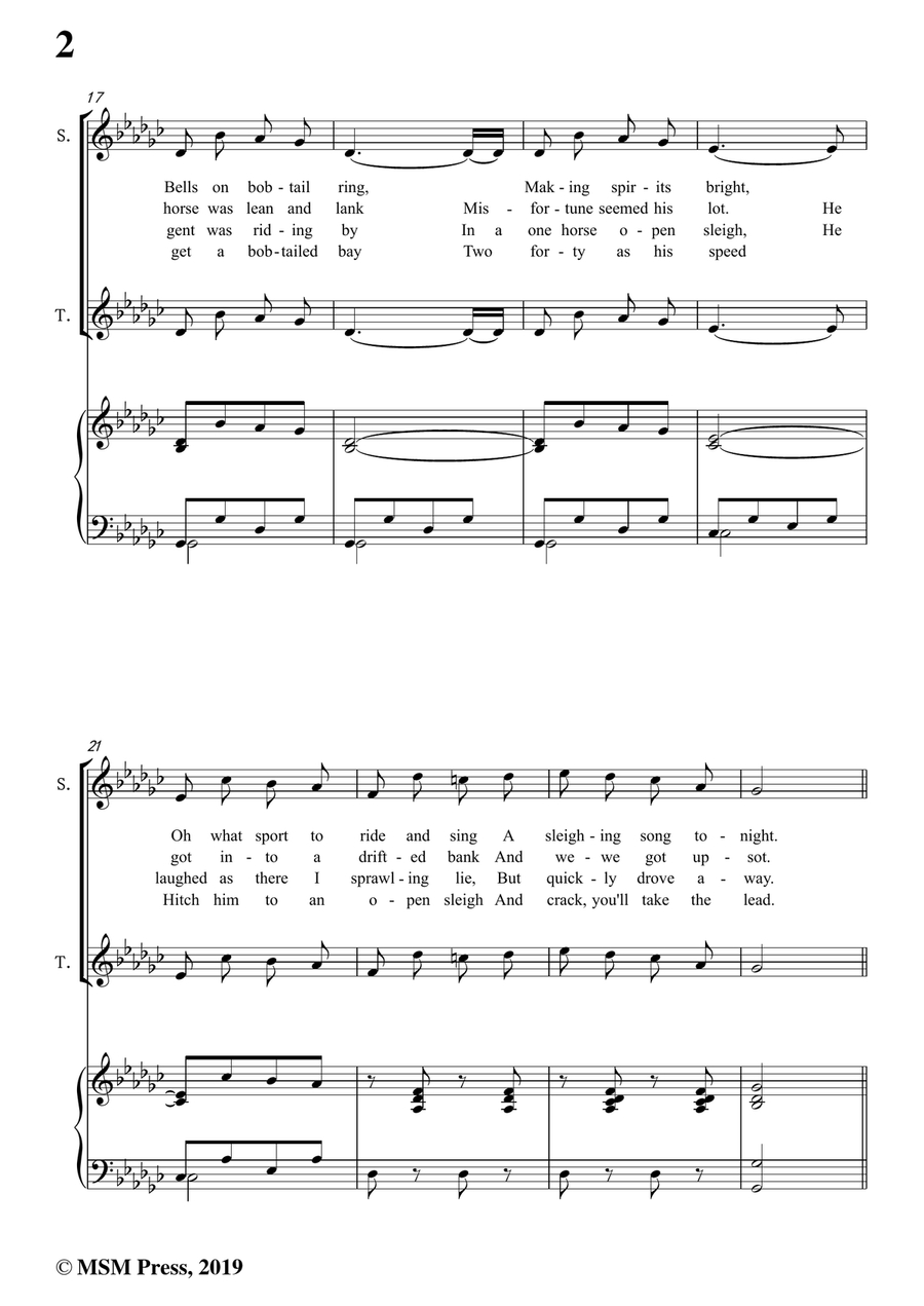 Pierpont-Jingle Bells(The One Horse Open Sleigh),in G flat Major,for Quatre Chorales 4-Part scores gallery preview page 4