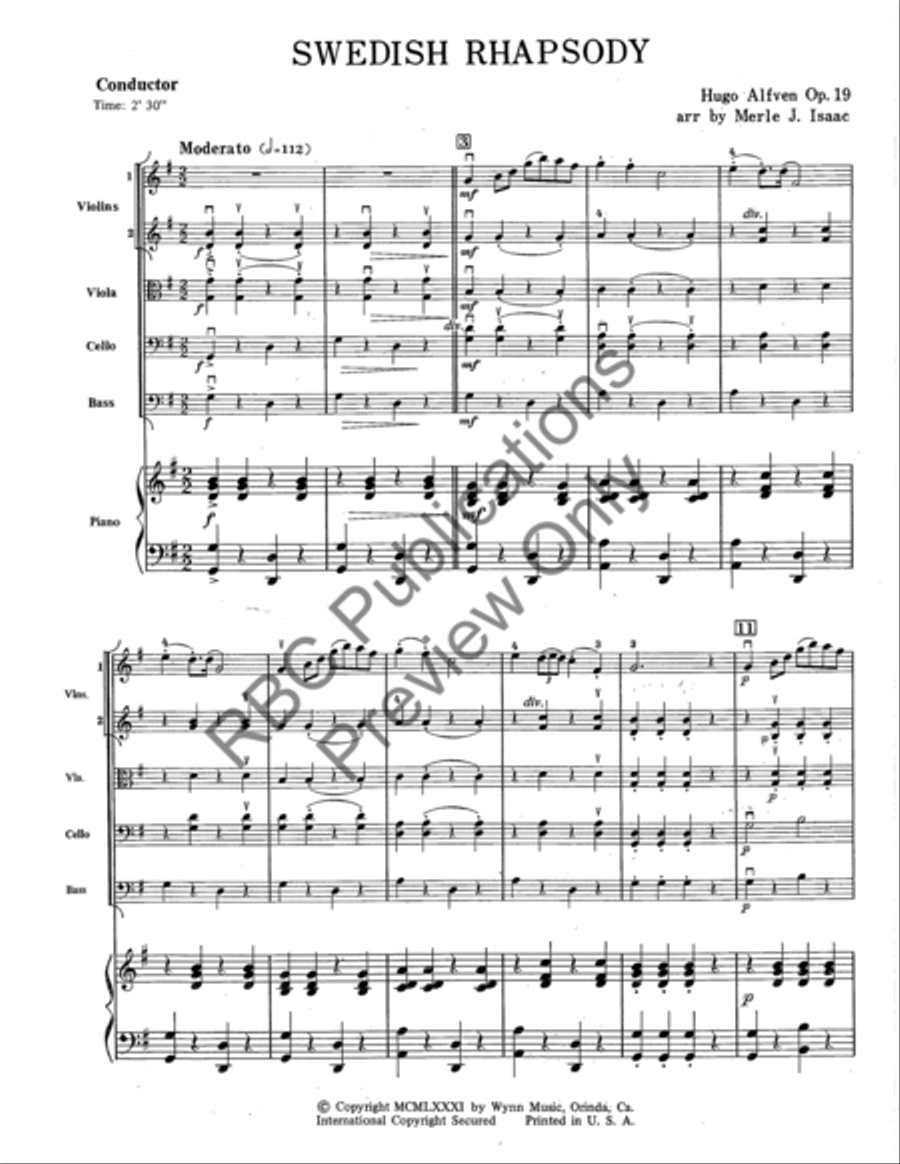 Swedish Rhapsody (Score) String Orchestra scores gallery preview page 3