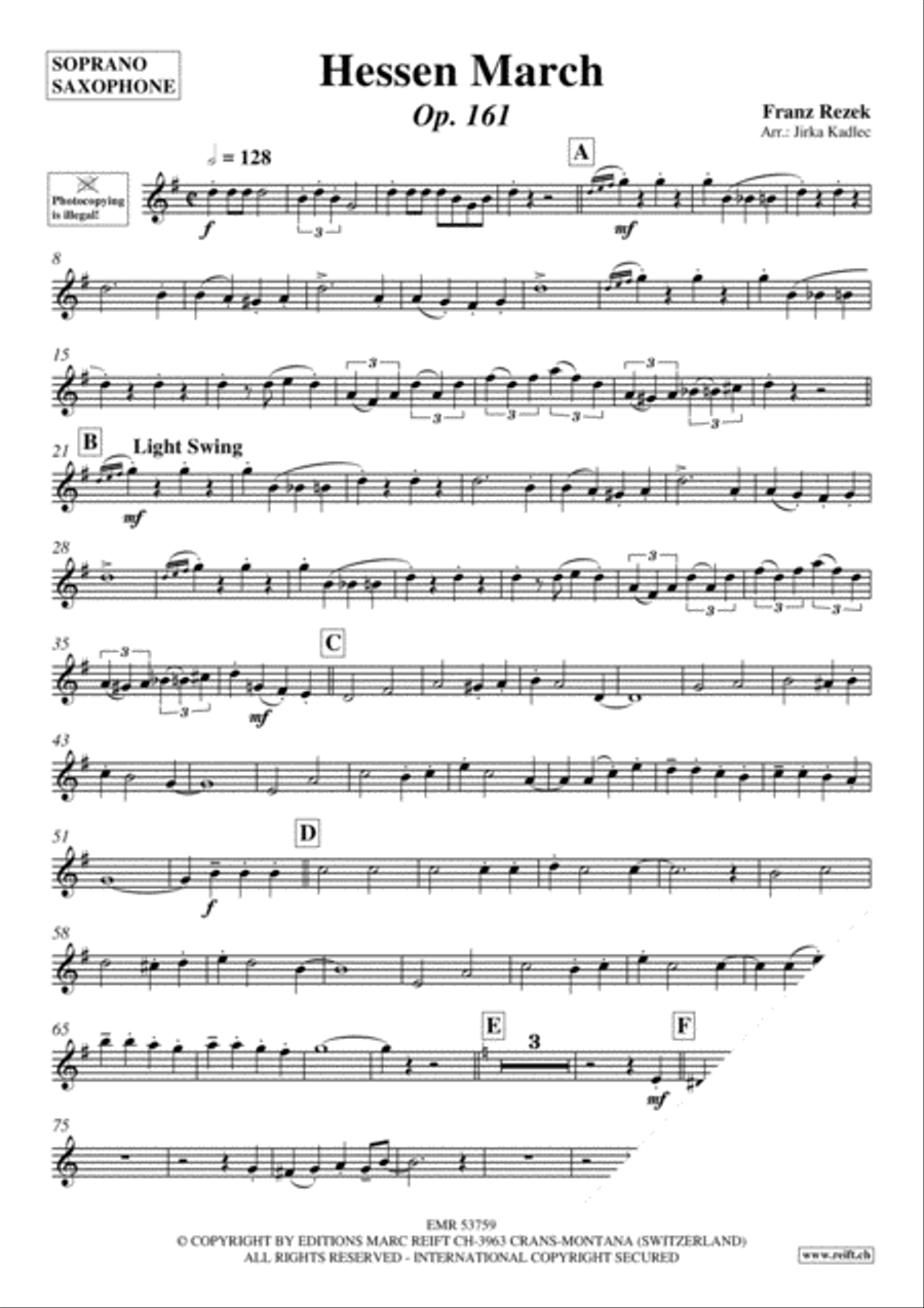 Hessen March Hessen March Soprano Saxophone scores gallery preview page 3