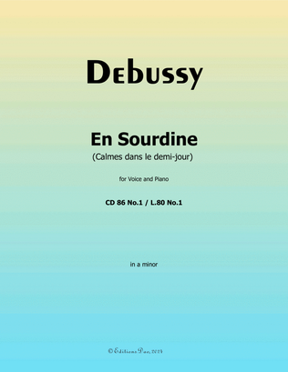 Book cover for En Sourdine, by Debussy, CD 86 No.1, in a minor