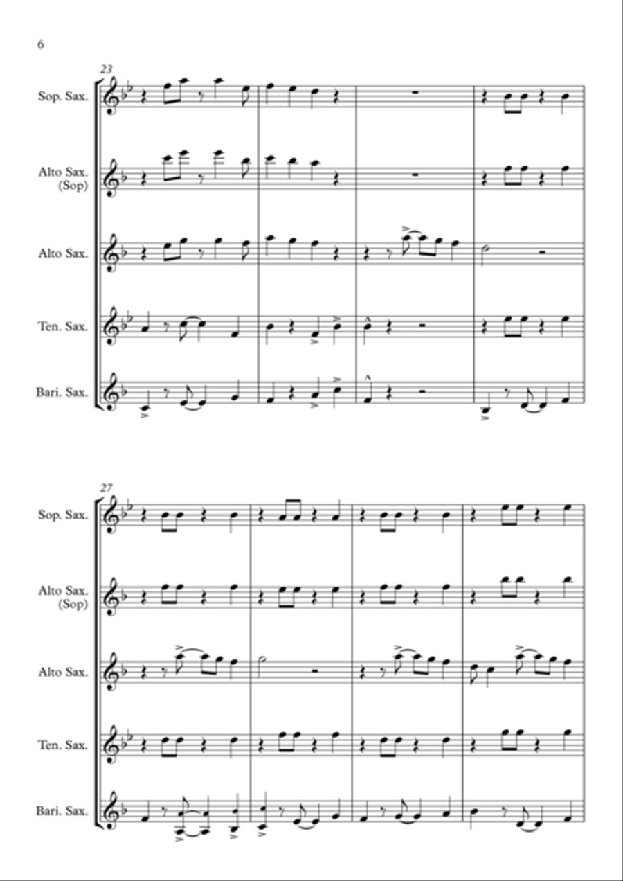 Under The Sea Saxophone Quartet scores gallery preview page 6