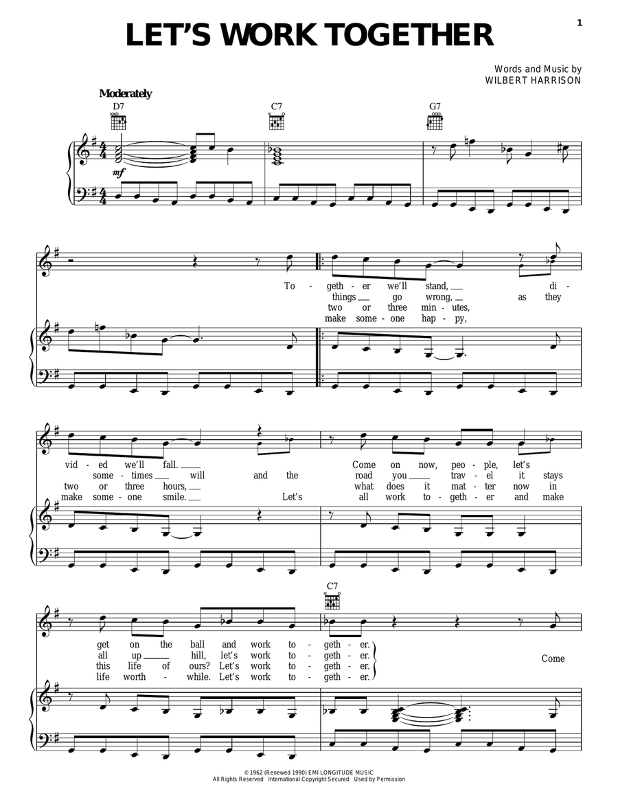 Let's Work Together Let's Work Together Piano, Vocal, Guitar scores gallery preview page 1