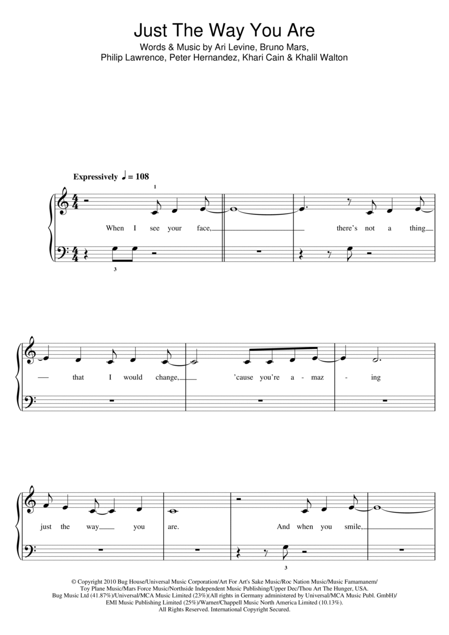Just The Way You Are Just The Way You Are Easy Piano scores gallery preview page 1