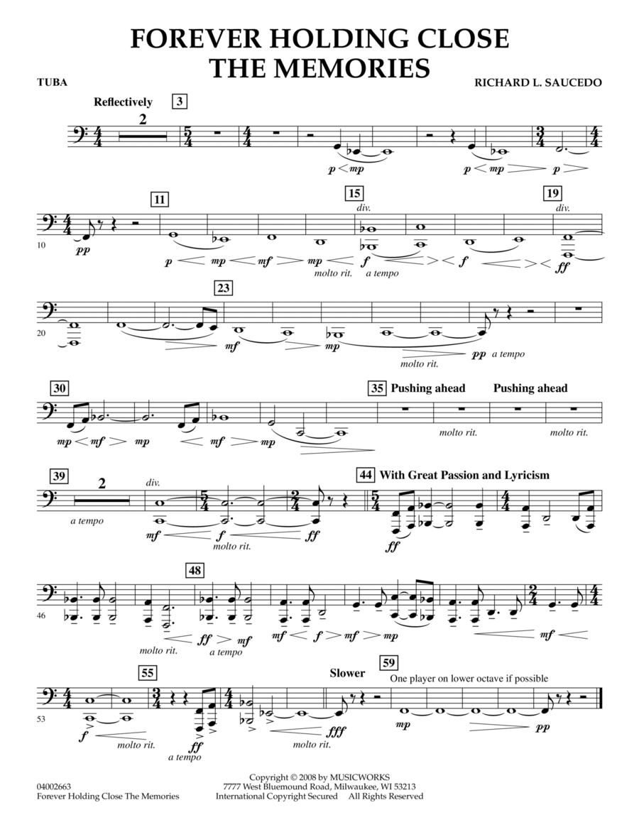 Forever Holding Close the Memories - Tuba Concert Band scores gallery preview page 1