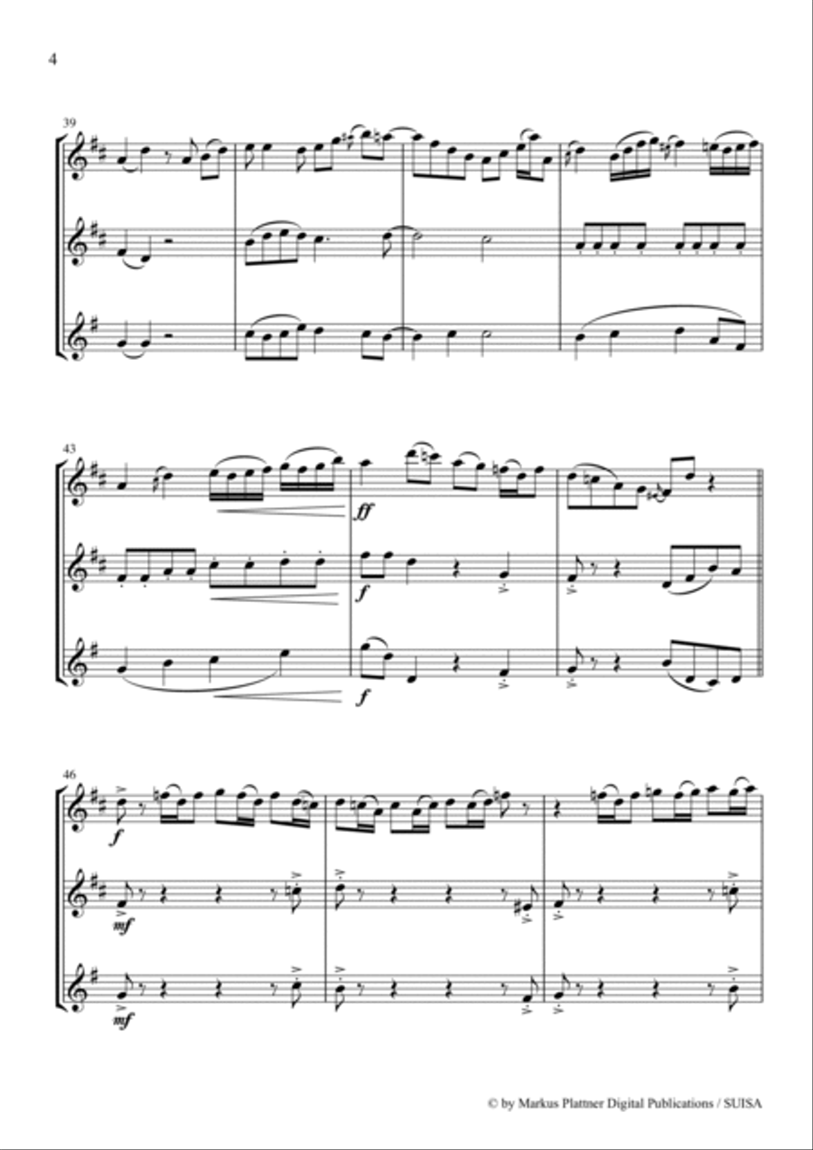 ‘Go Tell It On The Mountain’ for Flute Trio (2 flutes and alto flute) Flute Trio scores gallery preview page 6