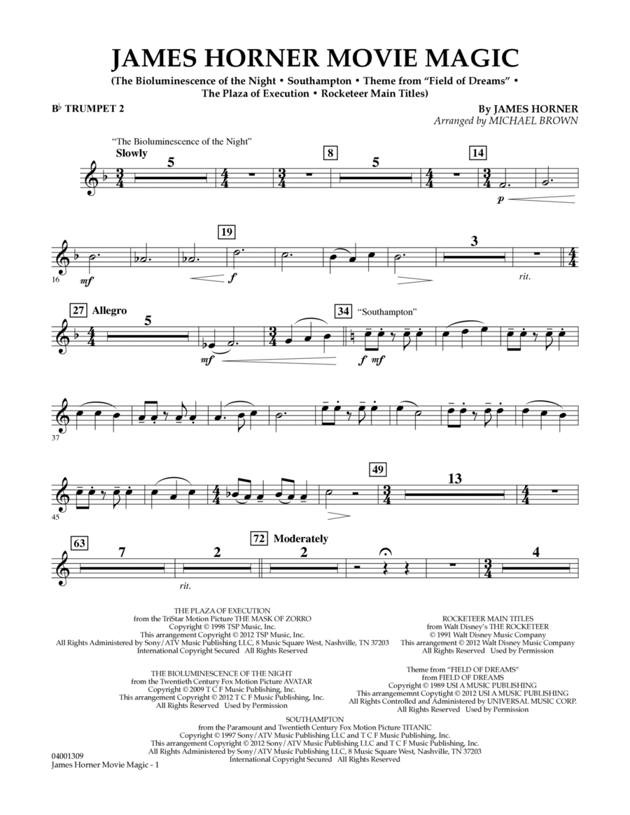 James Horner Movie Magic - Bb Trumpet 2 Concert Band scores gallery preview page 1