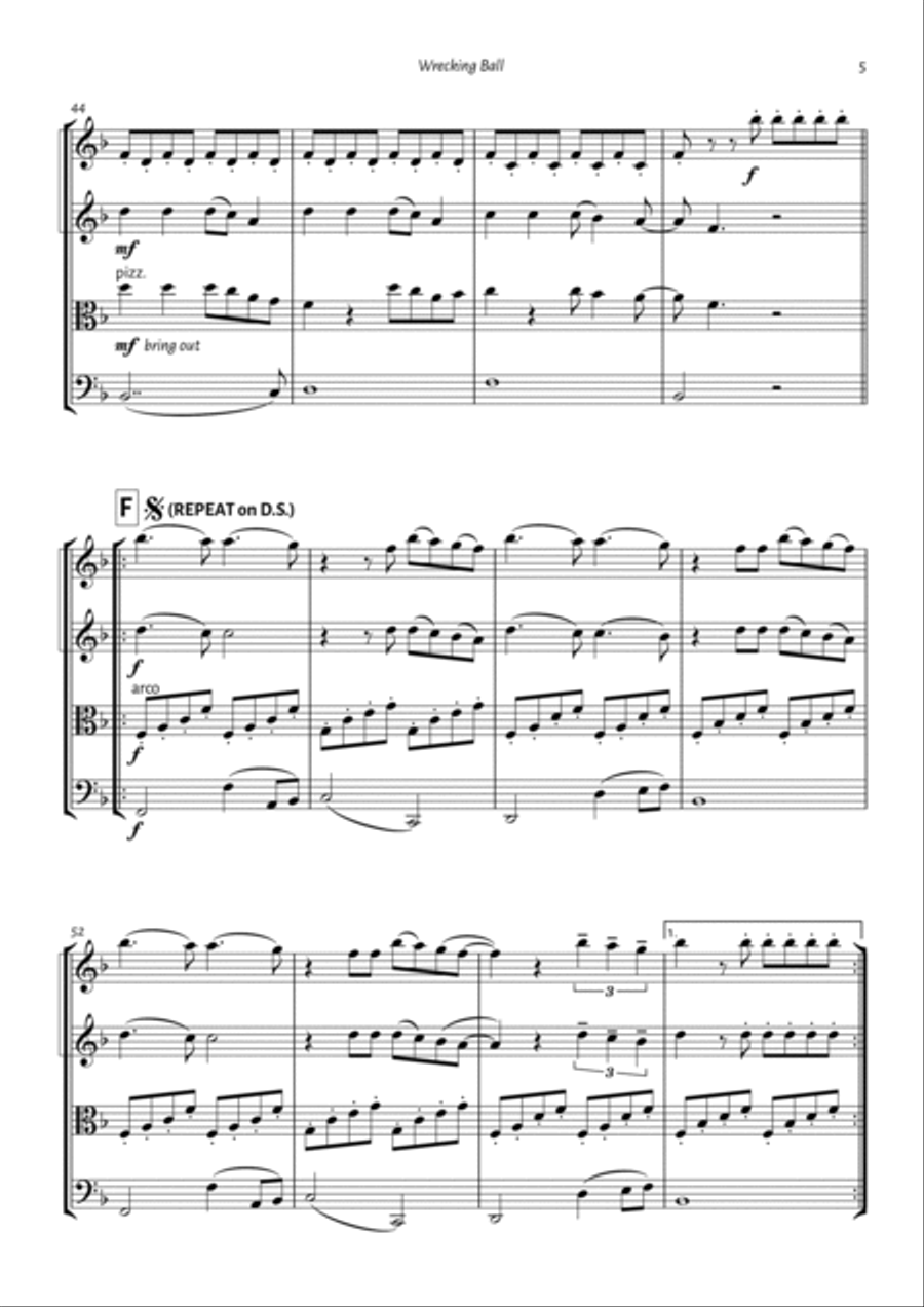 Wrecking Ball String Quartet scores gallery preview page 5