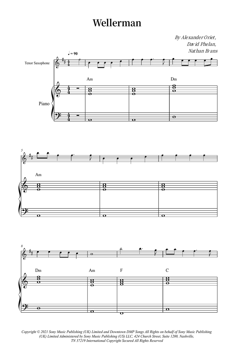 Wellerman Tenor Saxophone scores gallery preview page 1