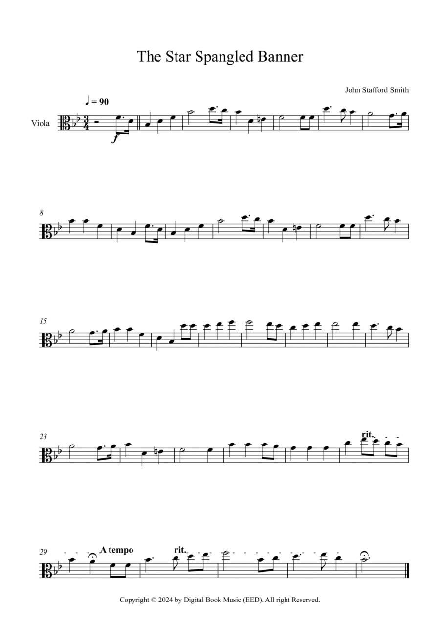 The Star Spangled Banner - John Stafford Smith (Viola) Viola Solo scores gallery preview page 1