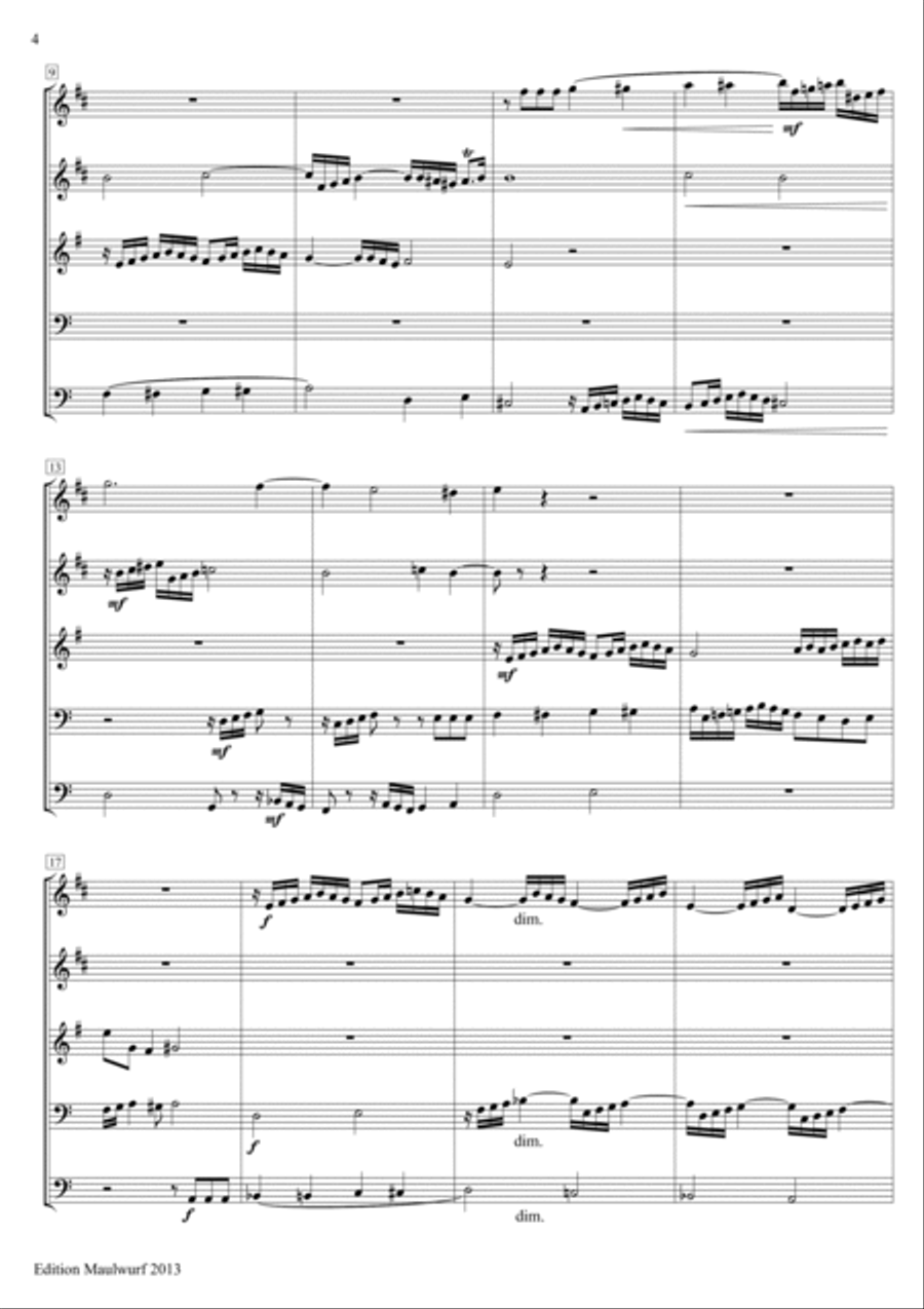 Pachelbel 2 Fugues Brass Quintet scores gallery preview page 4