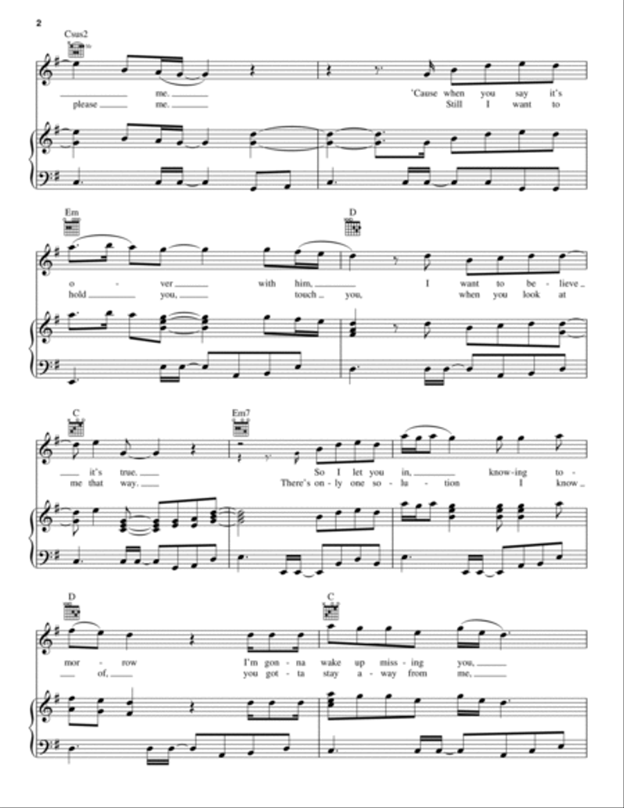 My Heart Can't Tell You No Piano, Vocal, Guitar scores gallery preview page 2