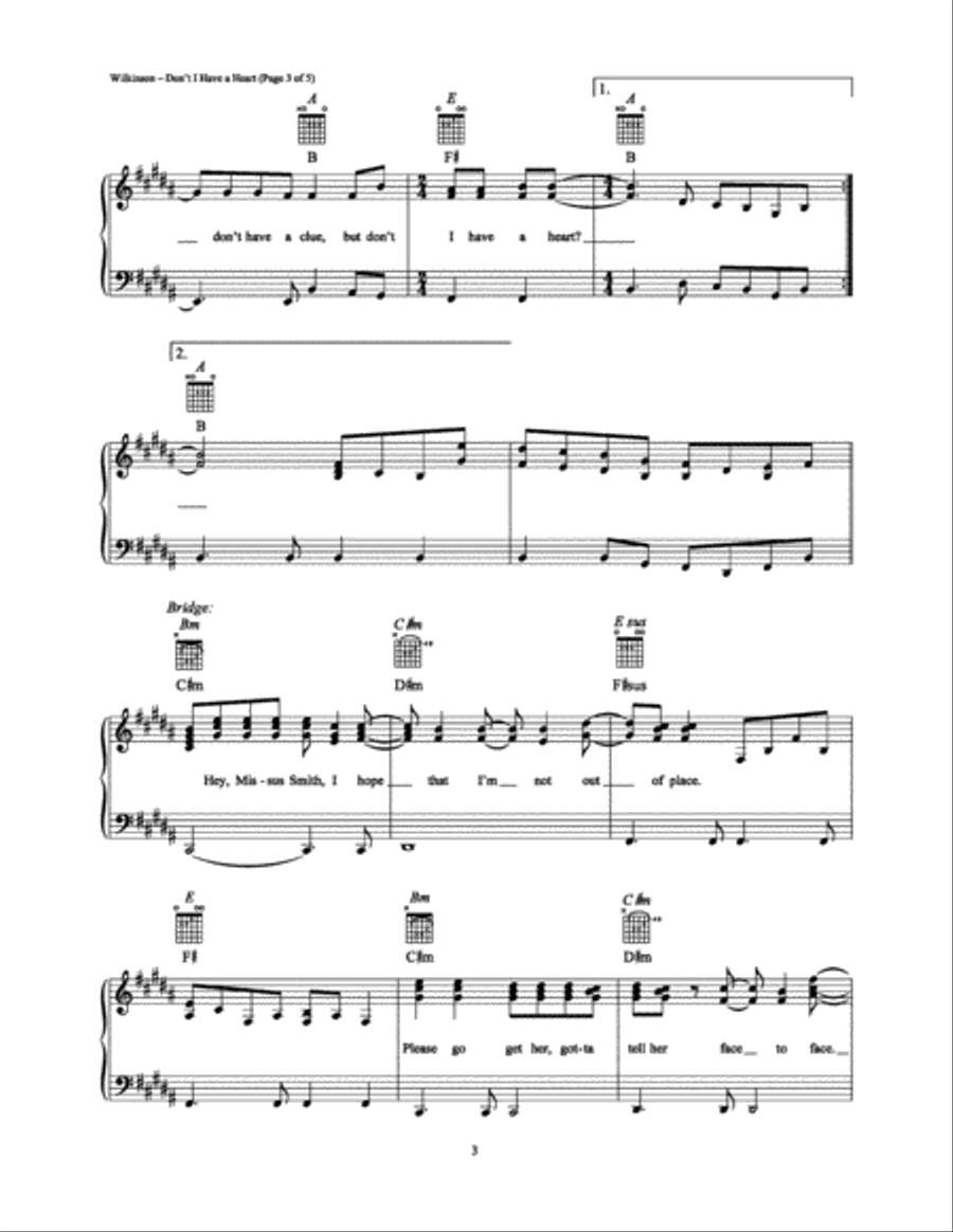 Don't I Have a Heart Piano, Vocal, Guitar scores gallery preview page 3