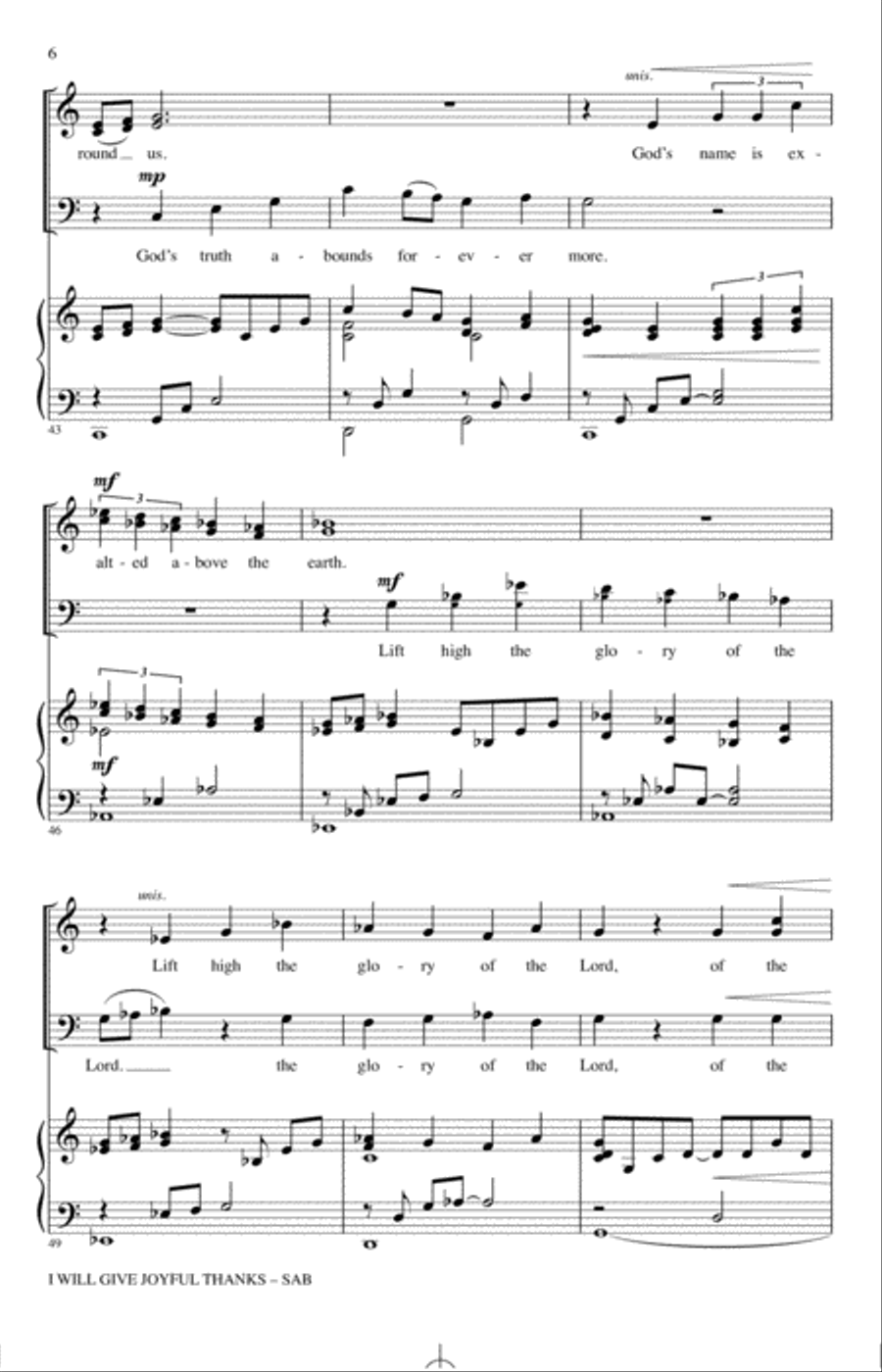 I Will Give Joyful Thanks 3-Part scores gallery preview page 5