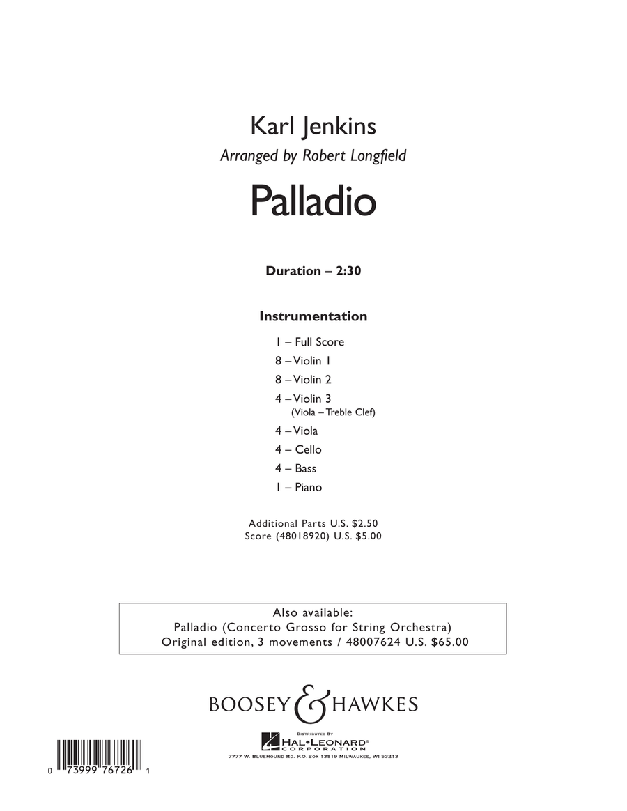 Palladio - Conductor Score (Full Score)