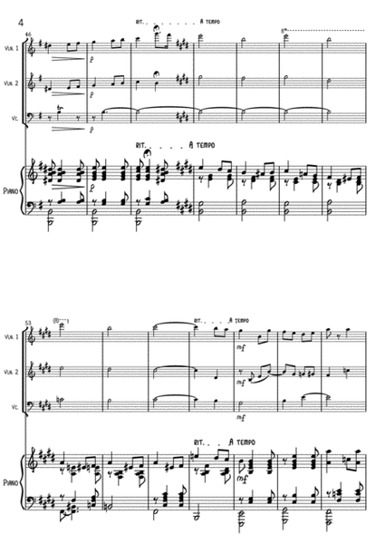 Edward Elgar- Salut d'amour - arrangement for 2 violins, violoncello, and piano image number null