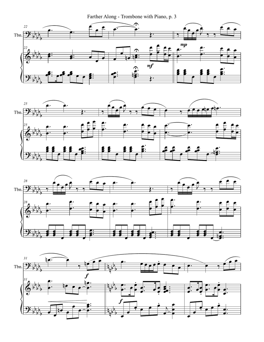 3 GREAT GOSPEL SONGS (for Trombone with Piano - Instrument Part included) Piano scores gallery preview page 4