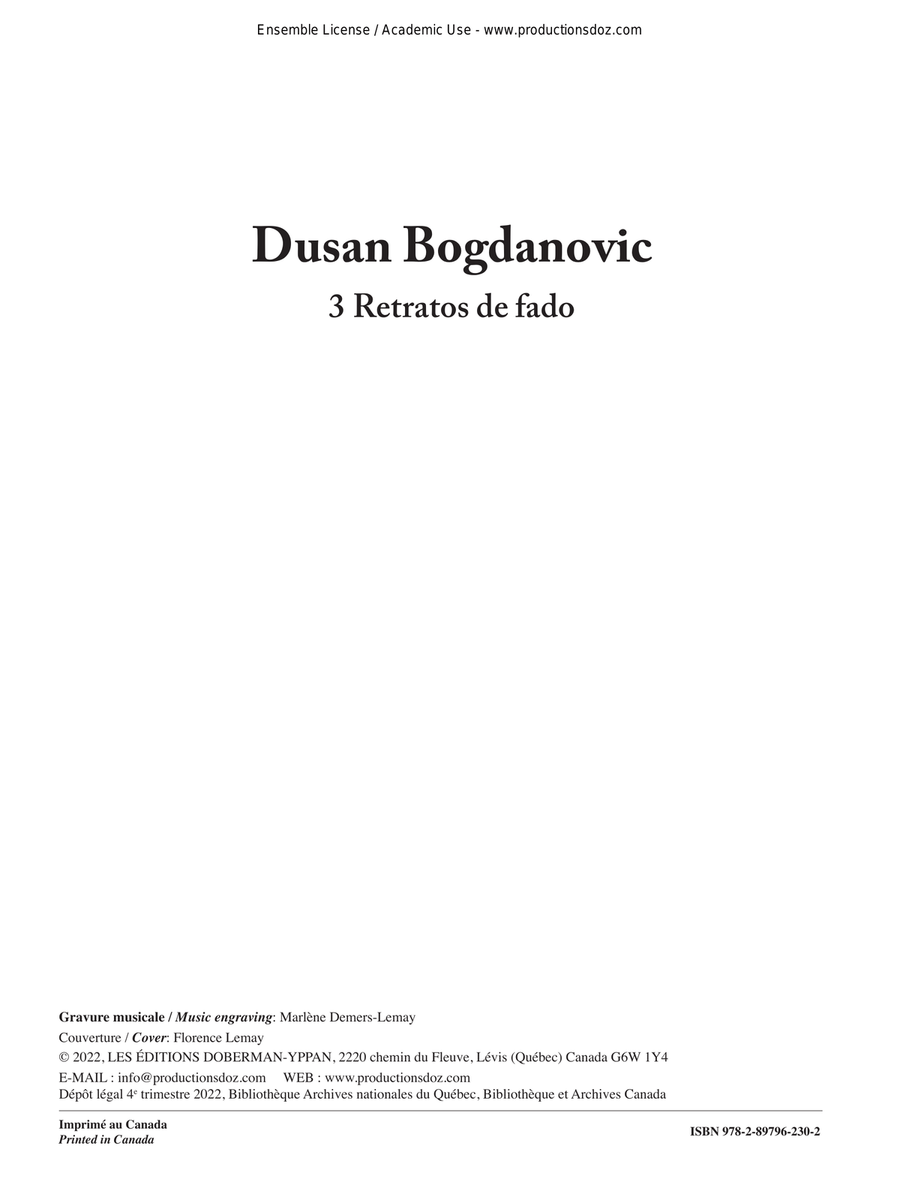 3 Retratos de fado 3 Retratos de fado Guitar Ensemble scores gallery preview page 1