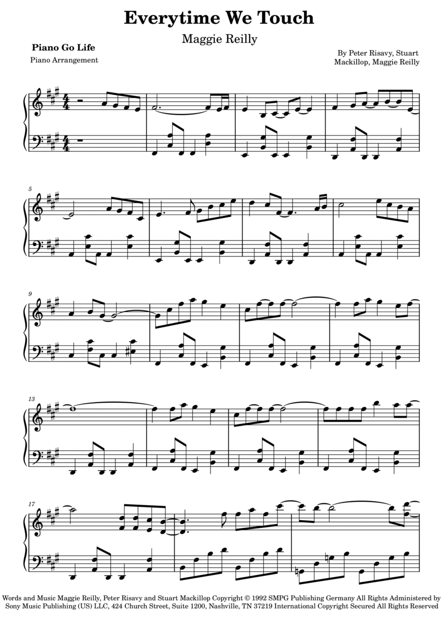Everytime We Touch Piano Solo scores gallery preview page 1
