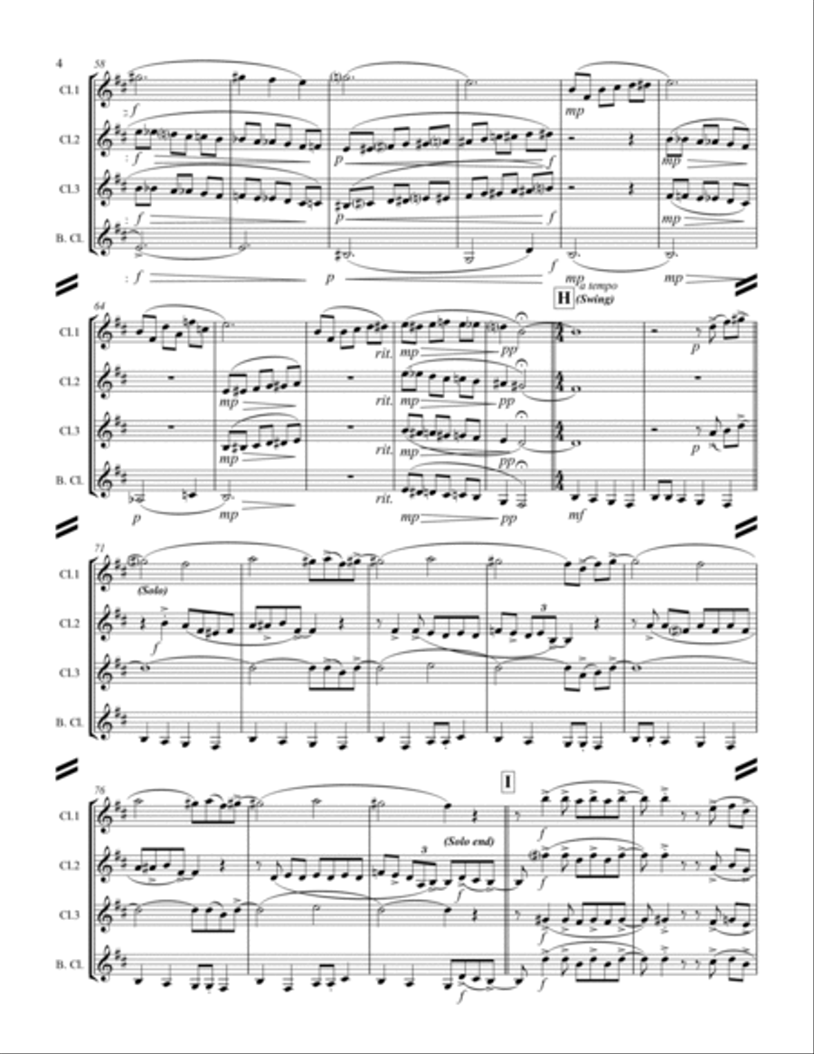 Smoke On The Water Woodwind Quartet scores gallery preview page 5