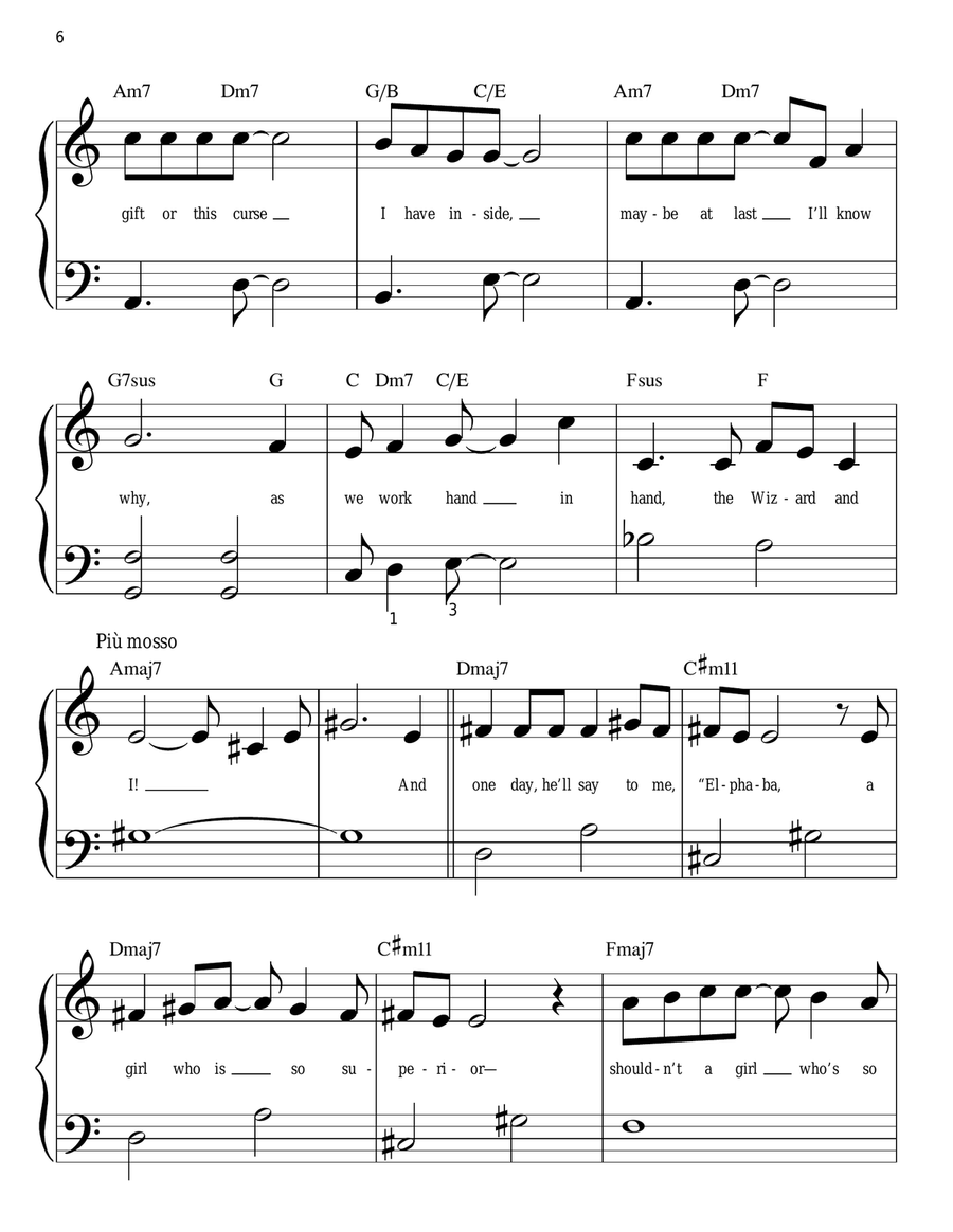 The Wizard And I (from Wicked) Easy Piano scores gallery preview page 6