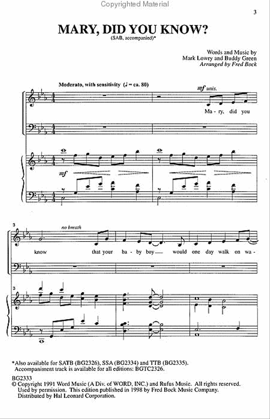 Mary, Did You Know? Mary, Did You Know? 3-Part scores gallery preview page 2