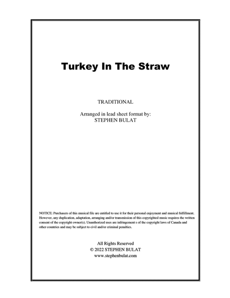 Turkey In The Straw (Traditional) - Lead sheet in original key of G (instrumental and vocal)